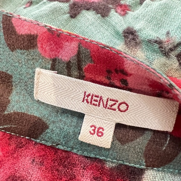 Kenzo green floral wool wrap blosue top - Picture 6 of 9
